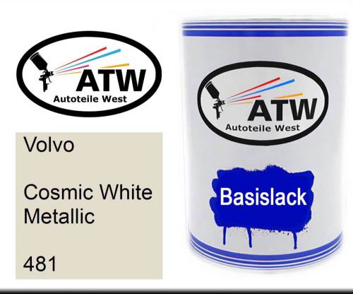 Volvo, Cosmic White Metallic, 481: 500ml Lackdose, von ATW Autoteile West.